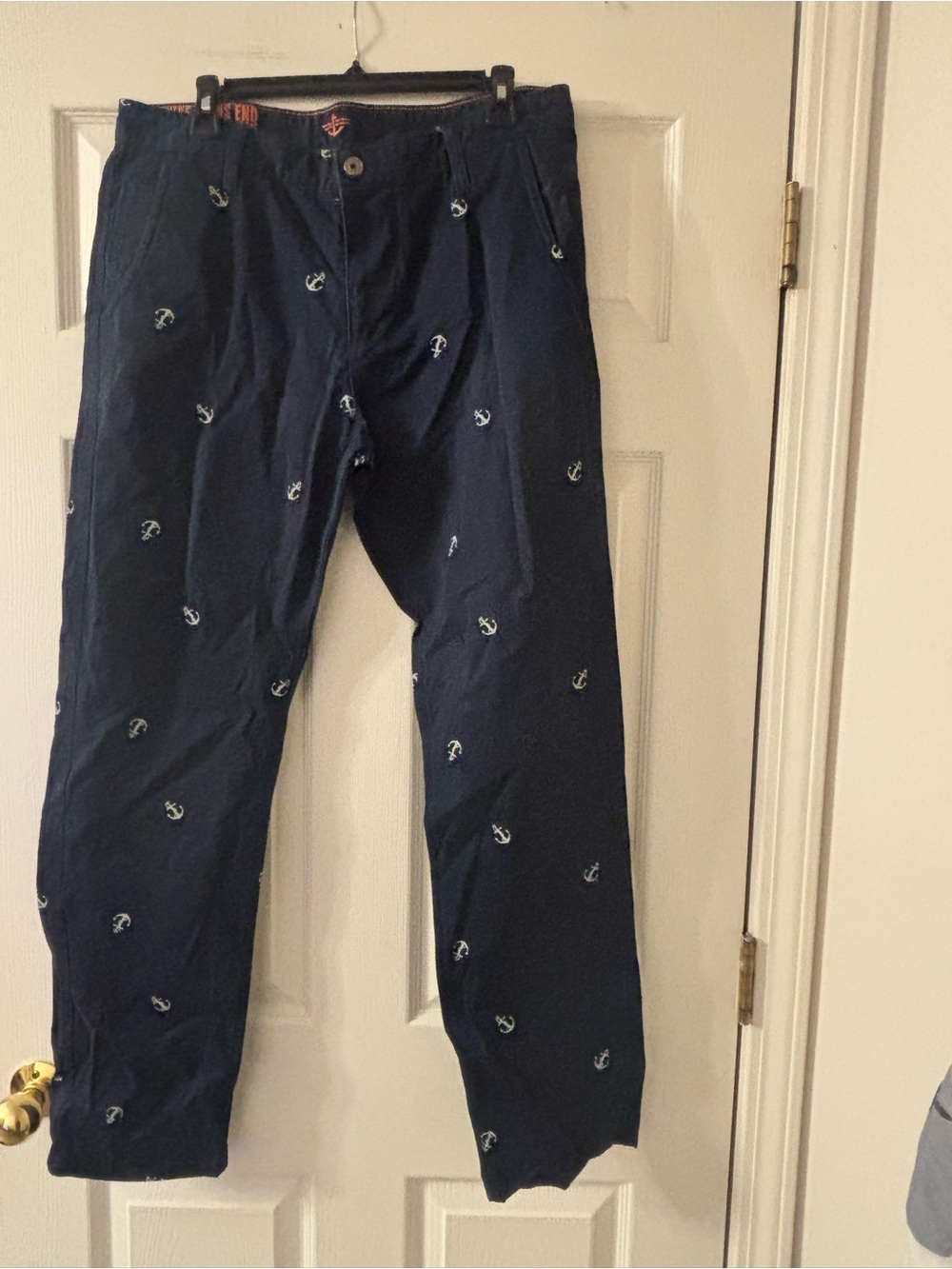 Levi's Navy Chinos with White Anchor Embroidery
